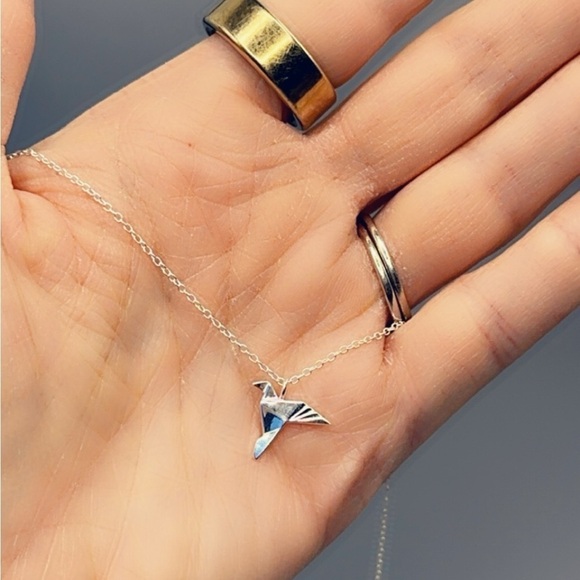 Sterling Silver Origami Bird Necklace - Picture 7 of 10